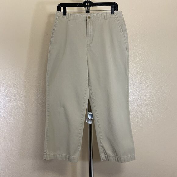 Lands End Womens 10 Mid Rise Straight Leg Khaki Pants - Picture 1 of 16